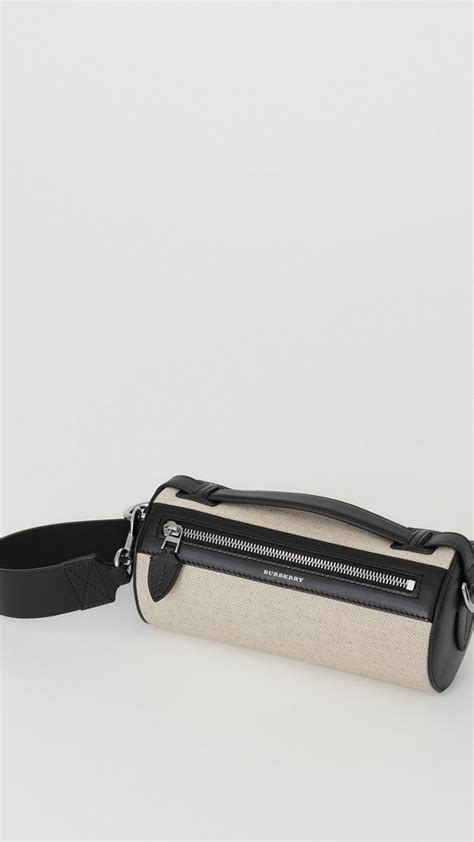 the cotton linen and leather barrel bag burberry|The Cotton Linen and Leather Barrel Bag .